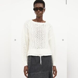 Diesel cream Wool blend Knit Drawstring Sweater crochet cable knit oversized